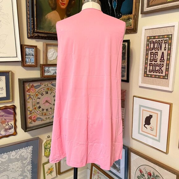 70s Vintage JCPenney Gaymode Pink Nylon Nightgown With Lace Trim & Buttons M - Picture 4 of 6